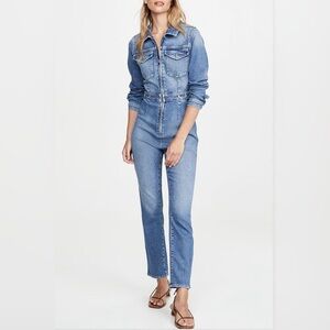NWT GOOD AMERICAN Fit For Success Denim Long Sleeve Jumpsuit Size 6/ 3XL Fall